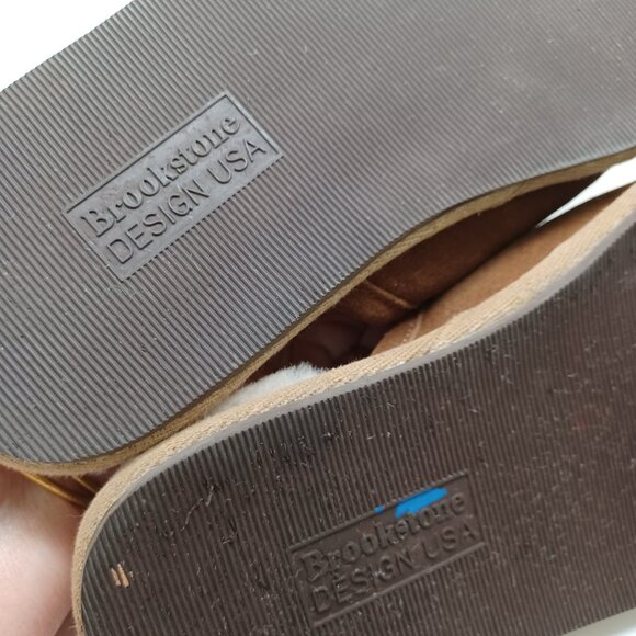 Brookstone Slippers N-A-P Suede Leather Shearling Slip On Mens Medium - Picture 11 of 12